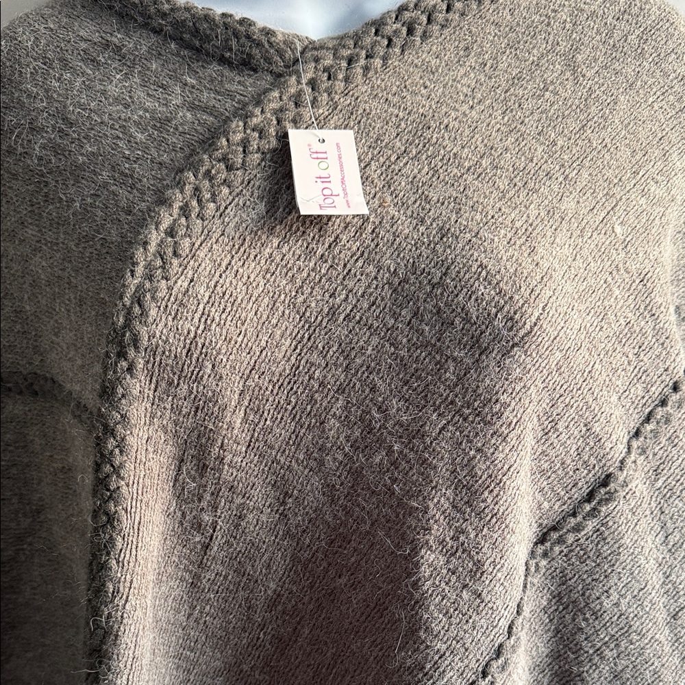Chic Tan Poncho Sweater - Picture 3 of 3